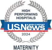 Emblem of U.S.News High Performing Hospitals 2024 award for Maternity