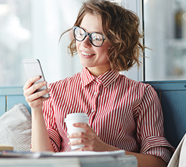 Photo of woman drinking coffee