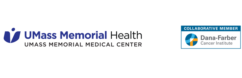 Two logos are shows, one for UMass Memorial Health UMass Memorial Medical Center, and one for Dana Farber Cancer Institute