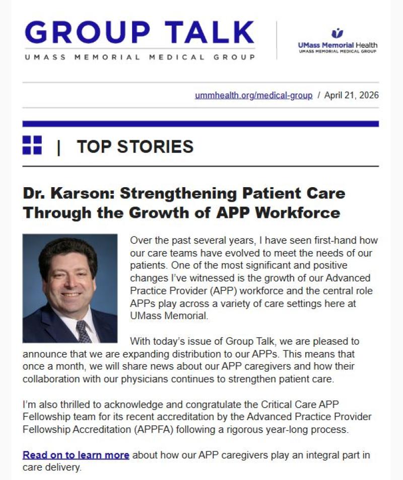 The latest issue of Group Talk.