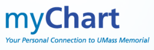 The proper logo for myChart, reading "Your Personal Connection to UMass Memorial"