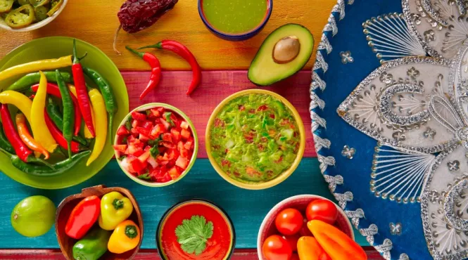 avocado lime tomato salsa and peppers ready for avocado tacos
