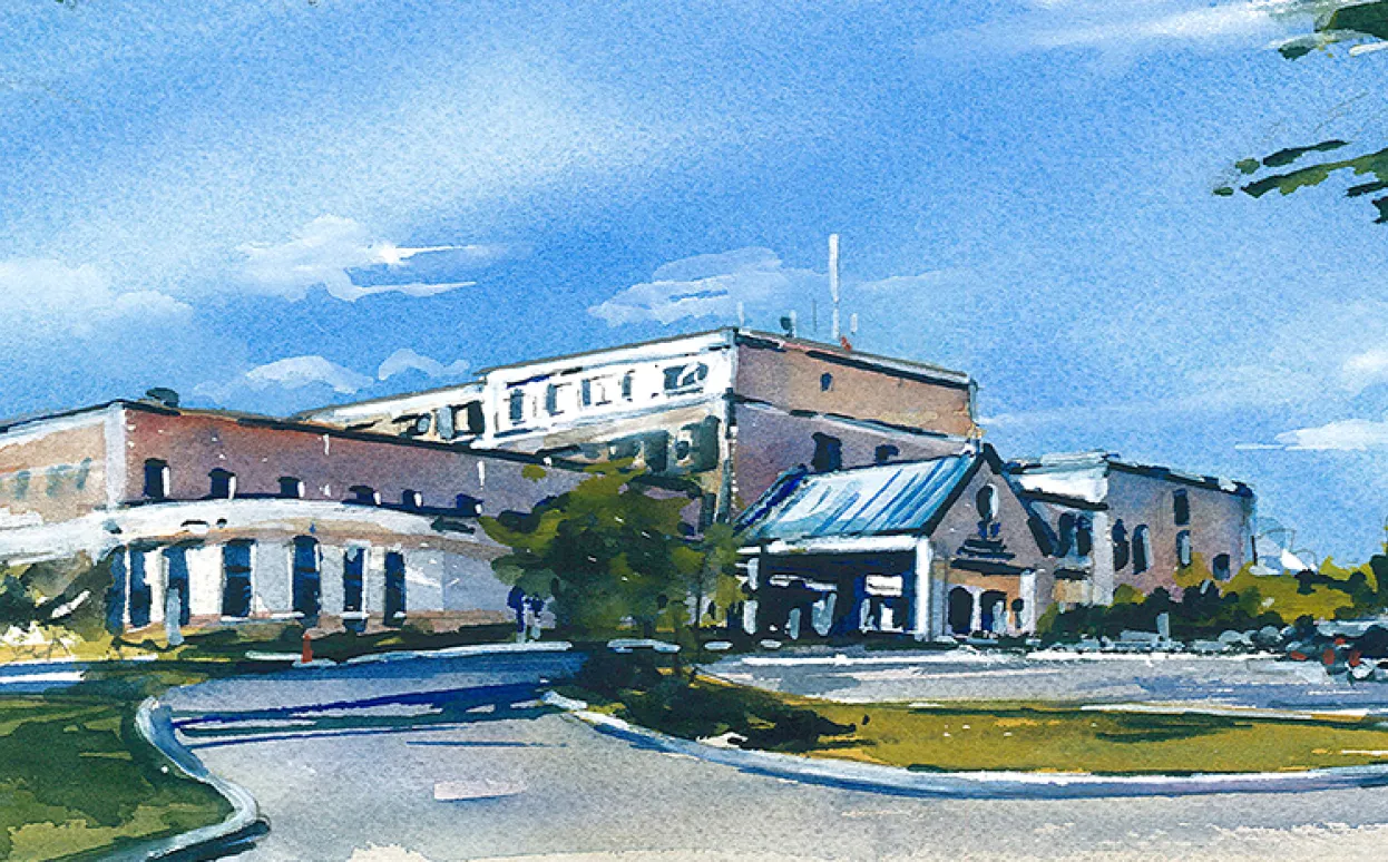An artist rendering of the front of the Marlborough campus.