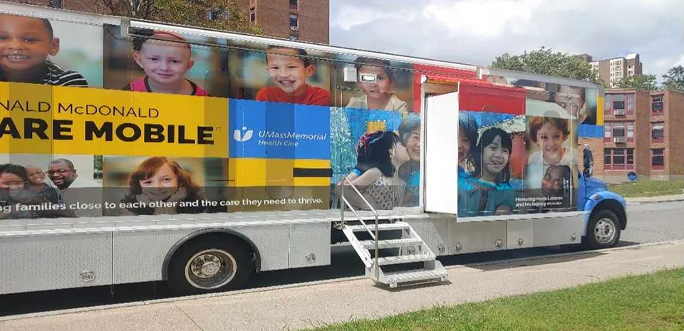 The Ronald McDonald Care Mobile at one of its changing locations.