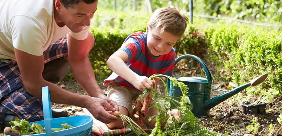 gardening with a young child