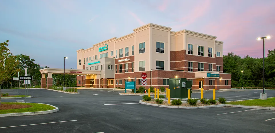 An exterior photo of the Milford Regional Urgent Care location in Franklin, Massachusetts