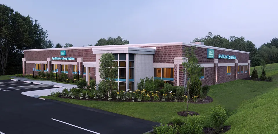 The exterior of the Rehabilitation and Sports Medicine building in Franklin, Massachusetts.