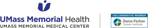 The UMass Memorial Health - UMass Memorial Medical Center Logo alongside the Collaborative Member Dana-Farber Cancer Institute logo.