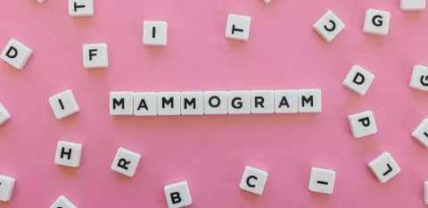 cubed letters spelling mammogram