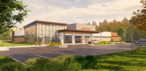Rendering of the future UMass Memorial Medical Center at Nashoba Valley