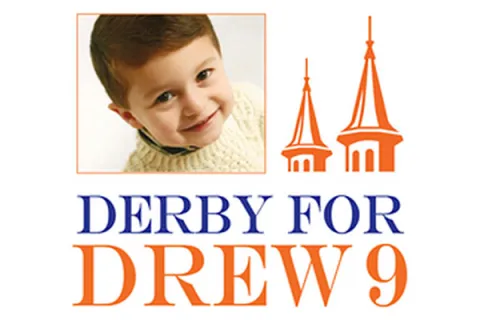 Derby for Drew logo with a photo of Drew Stevens.