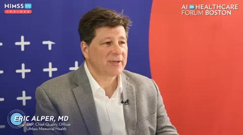 Eric Alper sits for an interview with Susan Morse at the AI Healthcare Forum Boston.