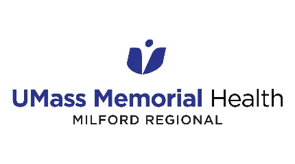 The vertical UMass Memorial Health Milford Regional logo.