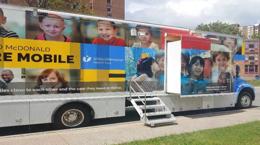 The Ronald McDonald Care Mobile at one of its changing locations.