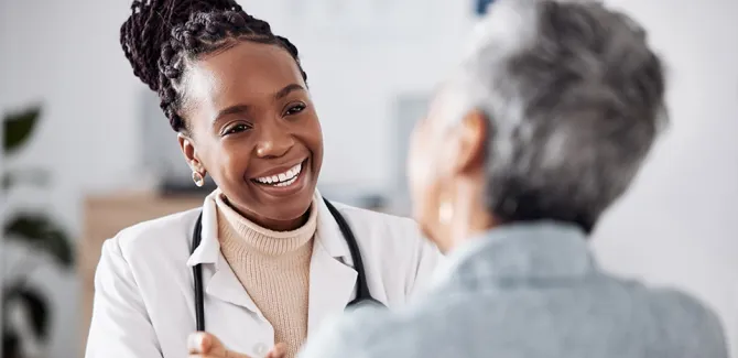 Image of woman doctor and patient 