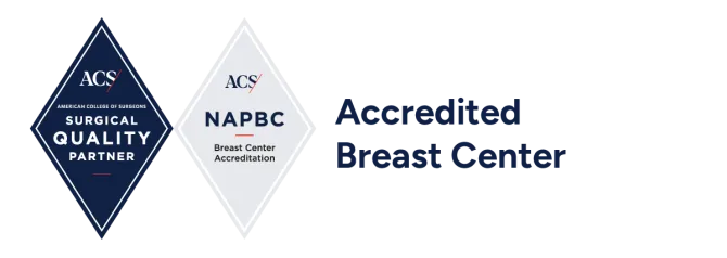 An icon reading "Accredited Breast Center"