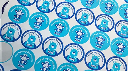 Stickers ready to give to children at a clinic for children of health care workers at the Royal Cornwall Hospital on December 16, 2025 in Truro, England. 