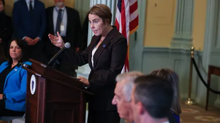 Massachusetts Governor Maura Healey announcing new regulations to eliminate prior authorization for routine services.