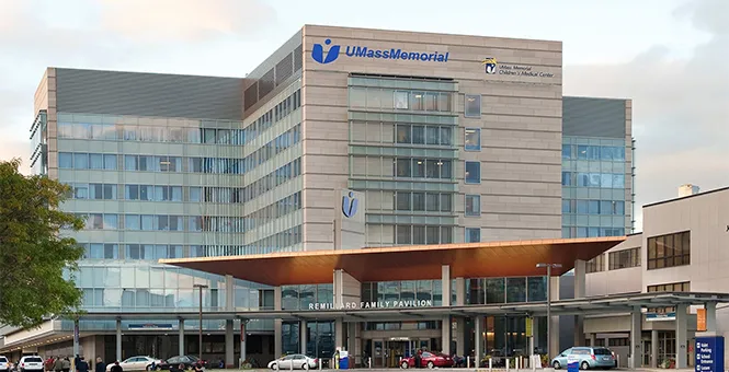 UMass Memorial Medical Center's front entrance.