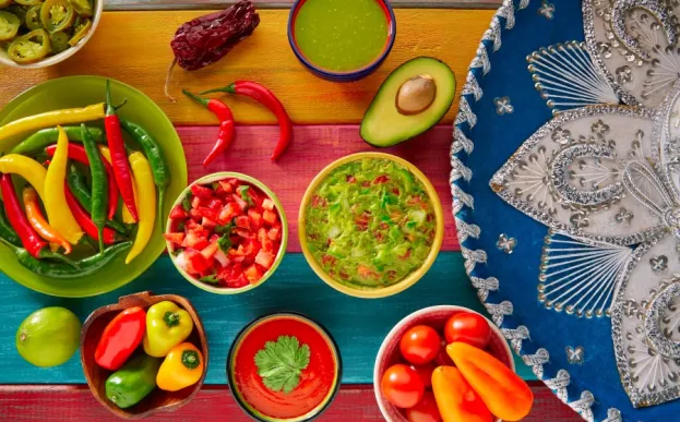 avocado lime tomato salsa and peppers ready for avocado tacos
