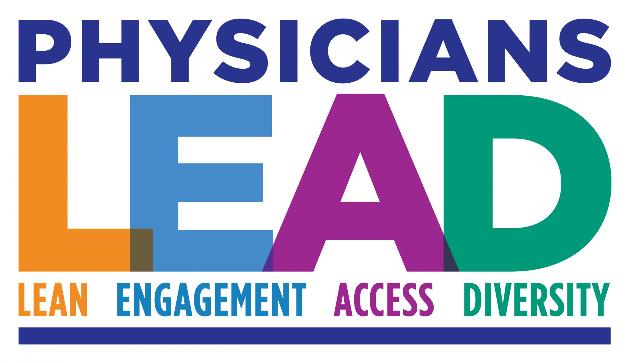 The Physicians LEAD logo. Lean, Engagement, Access, Diveristy.